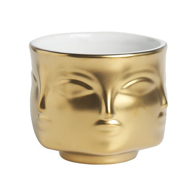 Nordic Ceramic Face Statue Vase for Home Decor