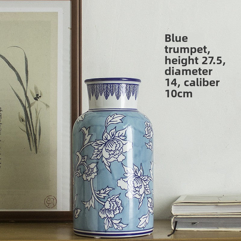Hand Painted Blue and White Ceramic Vase for Home Decoration