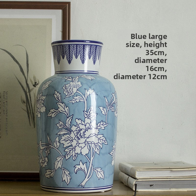Hand Painted Blue and White Ceramic Vase for Home Decoration